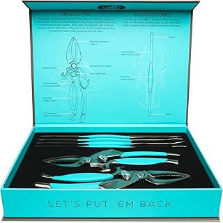 Toadfish Crab & Lobster Seafood Tool Set - 2 Shell Crackers With Cutters & 4 Multi-Use Forks - Non-Slip Grips - Stainless Steel - Built-In Bottle Opener - Makes A Beautiful Gift