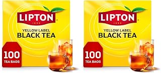 Lipton Black Tea Bags, Hot or Iced High Caffeine Tea, 100 Total Bags (Pack of 2)