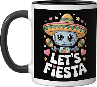 Robotics Lets Fiesta Shirts Funny Kids Cinco De Mayo 2026 Ceramic Mug, Black/White, 11oz