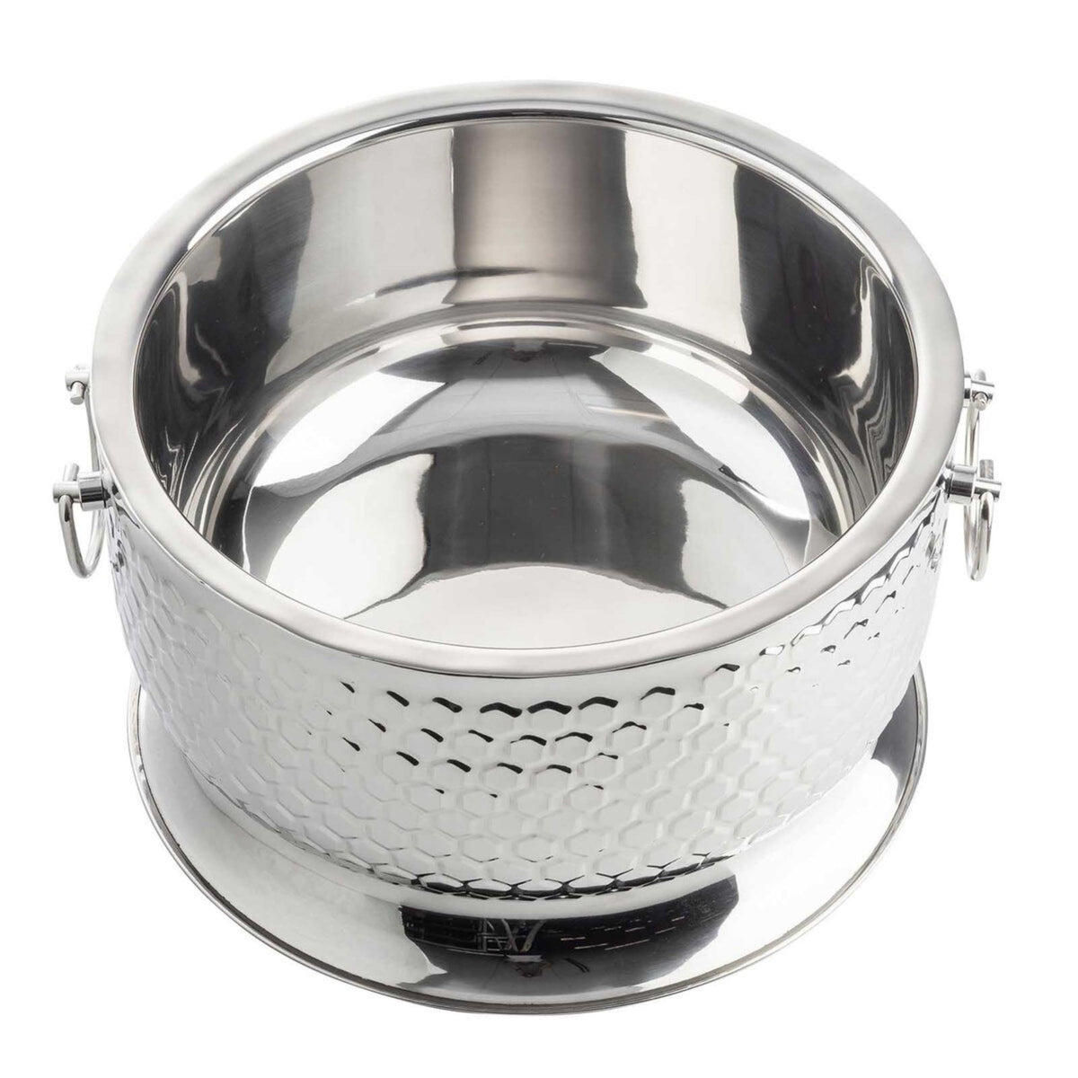 Hive Collection Round Beverage Tub with Base by Tablecraft – Medium, Stainless Steel, Silver, Model 12851