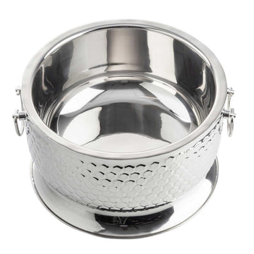Hive Collection Round Beverage Tub with Base by Tablecraft – Medium, Stainless Steel, Silver, Model 12851