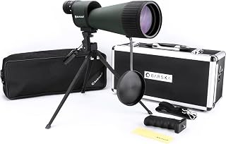 Barska Benchmark Waterproof Straight Spotting Scope with High Zoom Power, Objective Focus, Carrying Case & Tripod for Hunting Birding Target Shooting