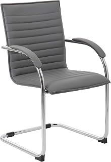 Boss Office Products Boss Chrome Frame Caressoftplus Vinyl Side Chair, (Set of 2), Gray
