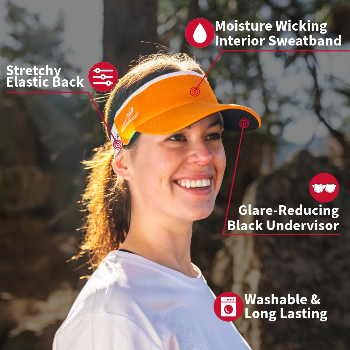 Womens Lightweight Performance Running Reflective Visor by Headsweats – One Size, Polyester, Hi Viz Orange Reflective, Model 7703 Reflective