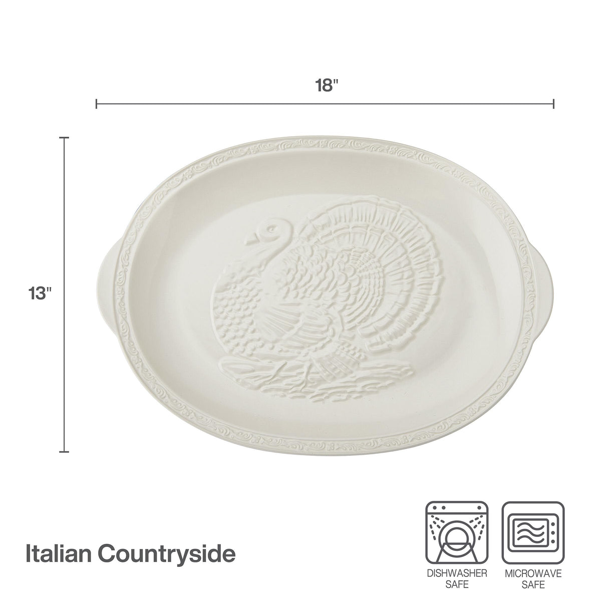 Mikasa Italian Countryside Stoneware Turkey Platter, 18 Inch, Cream