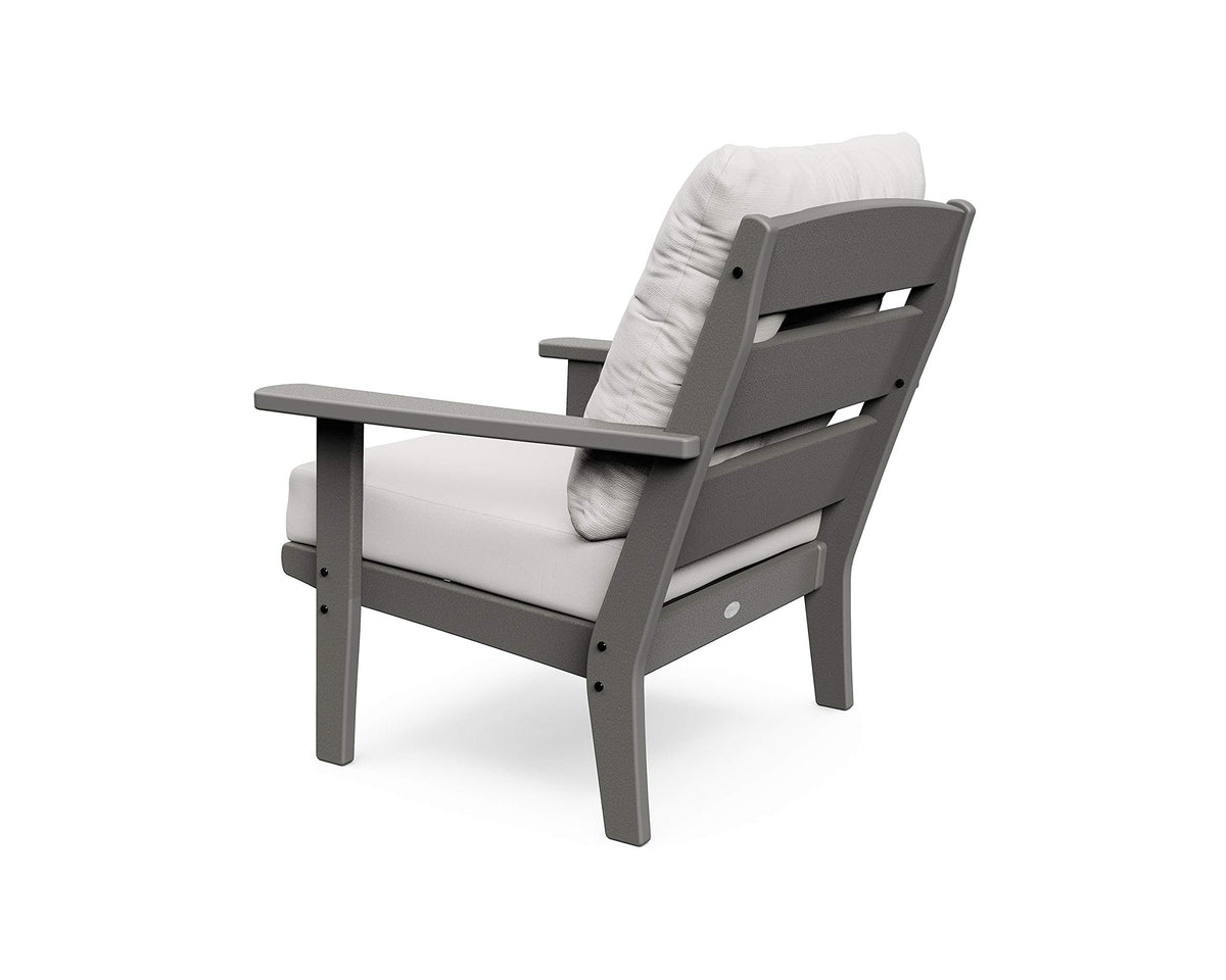 ® Lakeside Deep Seating Chair in Slate Grey/Natural Linen by Polywood – High Density Polyethylene (HDPE), Slate Grey / Natural Linen, Model 4411-GY152939