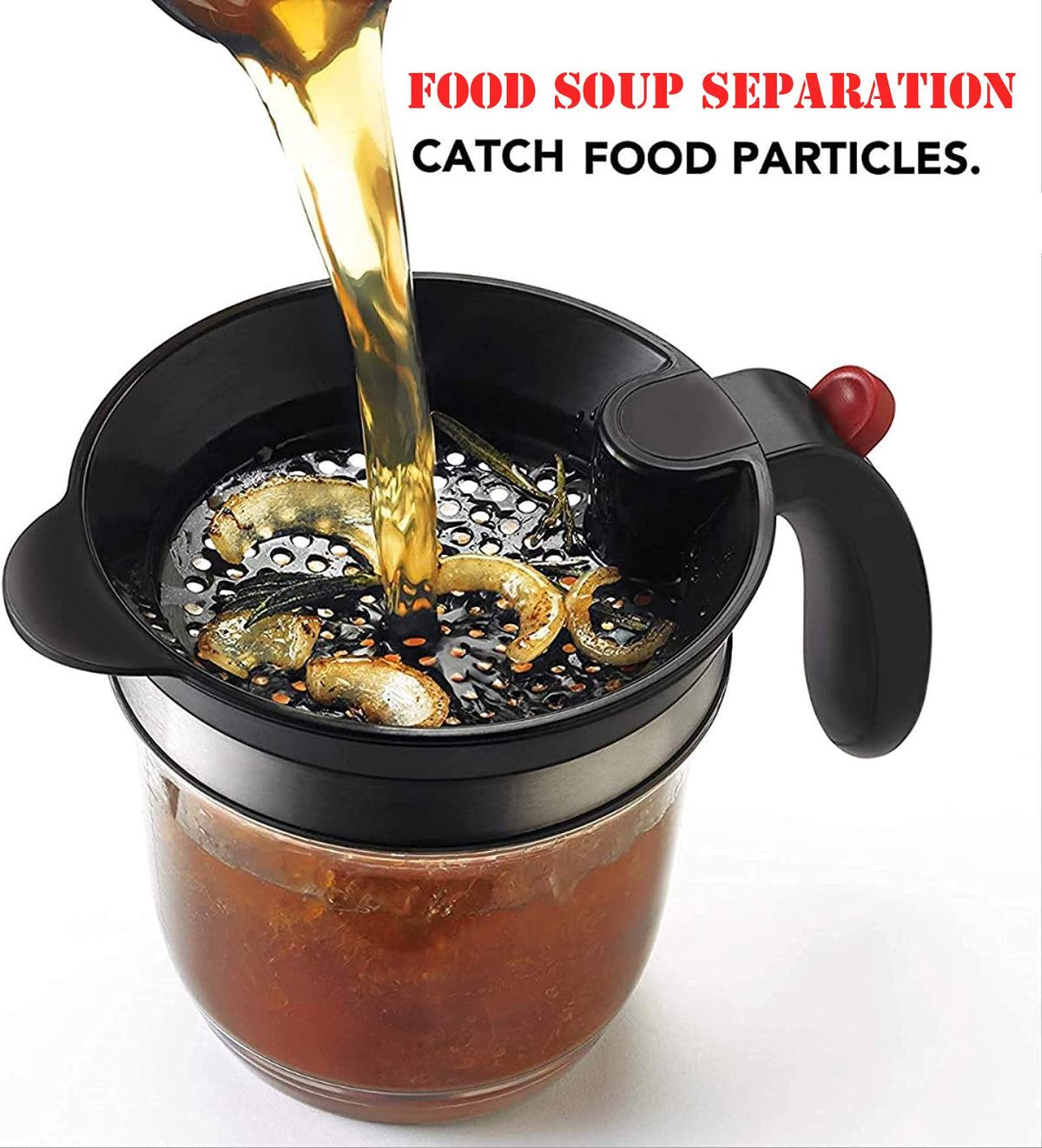 Pazatao Gravy Fat Separator, 4 Cup Capacity with Bottom Release and Strainer, Black