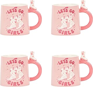 10 Strawberry Street Cowgirl Coffee Mug, Set of 4