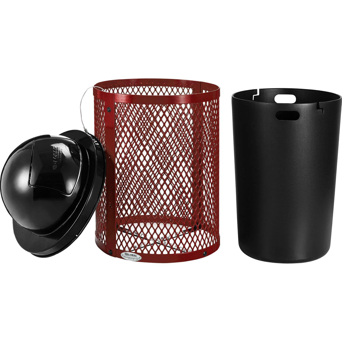 Global Industrial Red / 23.5 inches (Diameter) x 40 inches (Height) / Industrial Trash, Recycling & Compost