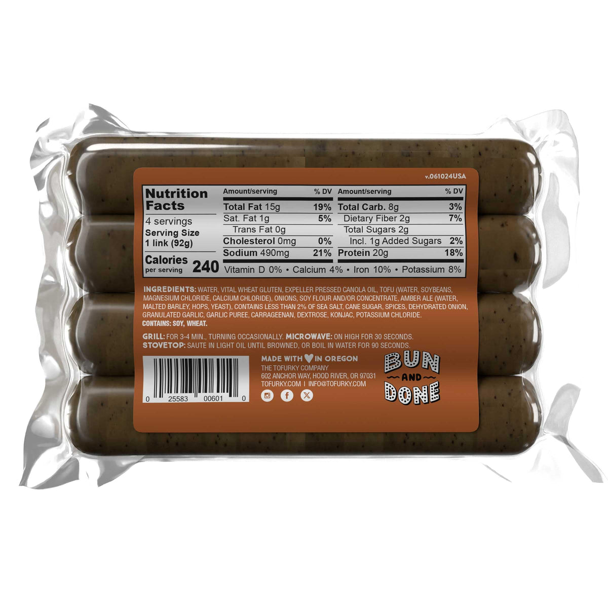 Beer Brats Original Sausage by Tofurky – 14.0 Ounce (Pack of 5), Pack of 5