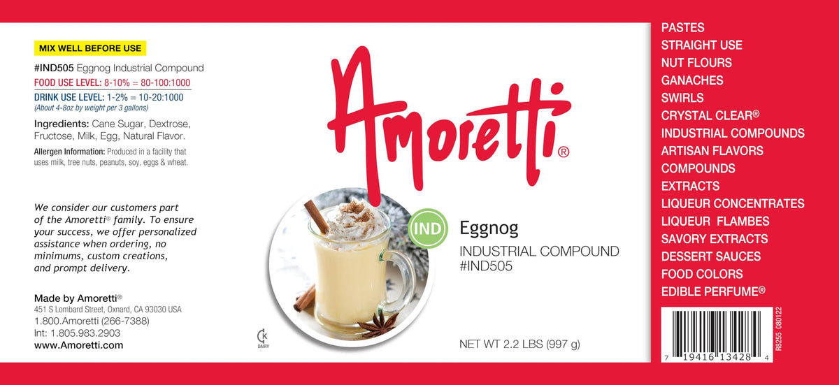 Eggnog Industrial Compound 8 oz - Natural Flavors by Amoretti – 8 oz
