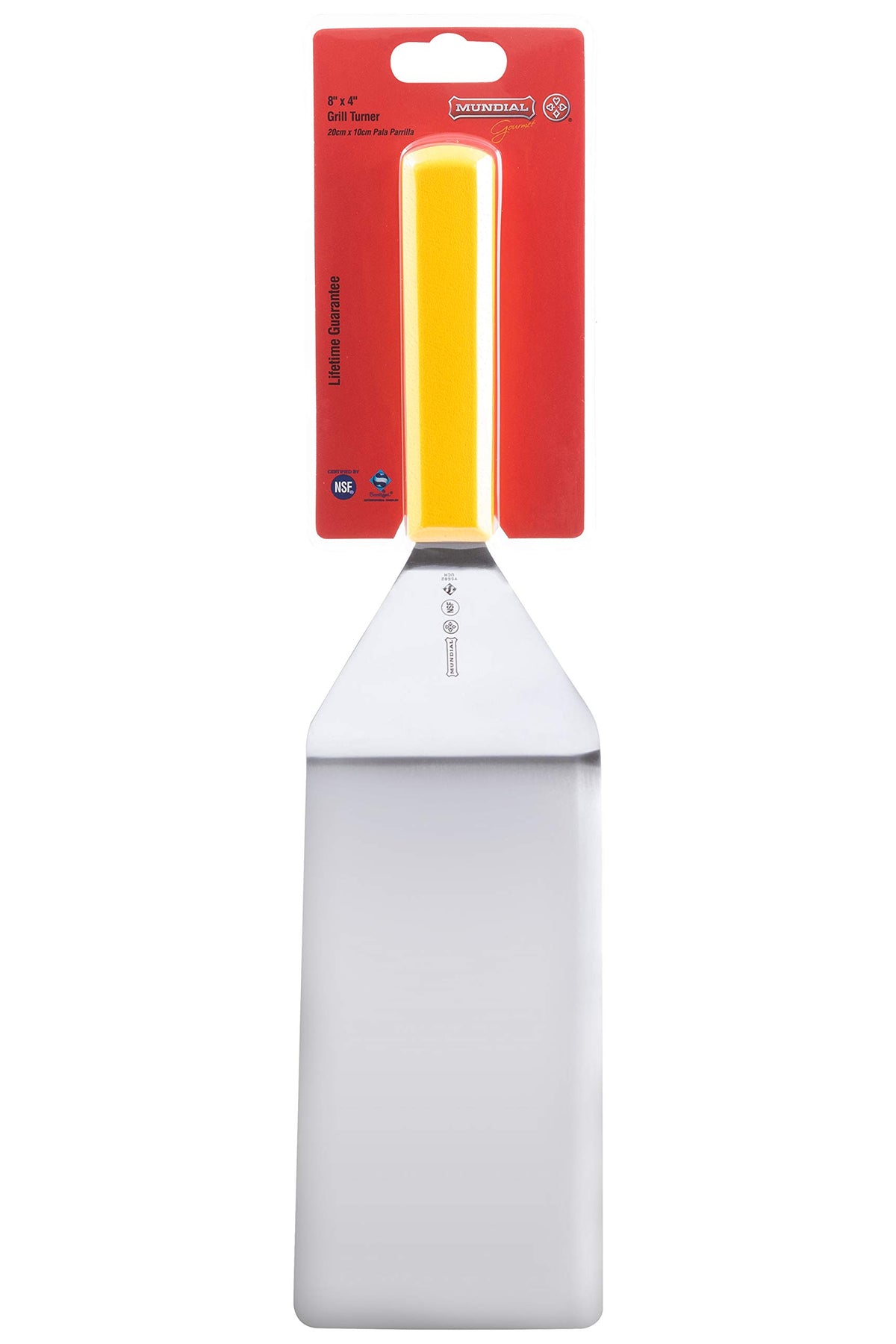 5600 Series Turner - 8 x 4 Inch Food Service Grade Stainless Steel Blade with Ergonomic Non-Slip Yellow Handle - Perfect for Turning by Mundial – 8x4 inch, Model Y5682
