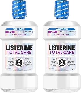 Listerine Extra Mild Alcohol Free Mouthwash, Total Care, 33.8 fl. oz/1L x 2