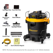 Professional Beast VJH1211 PF 0205 12-Gal 5.5 PHP Wet/Dry Vac by Vacmaster – 12 Gallon, 12 gallons, Black/Orange, Model VJH1211PF 0205