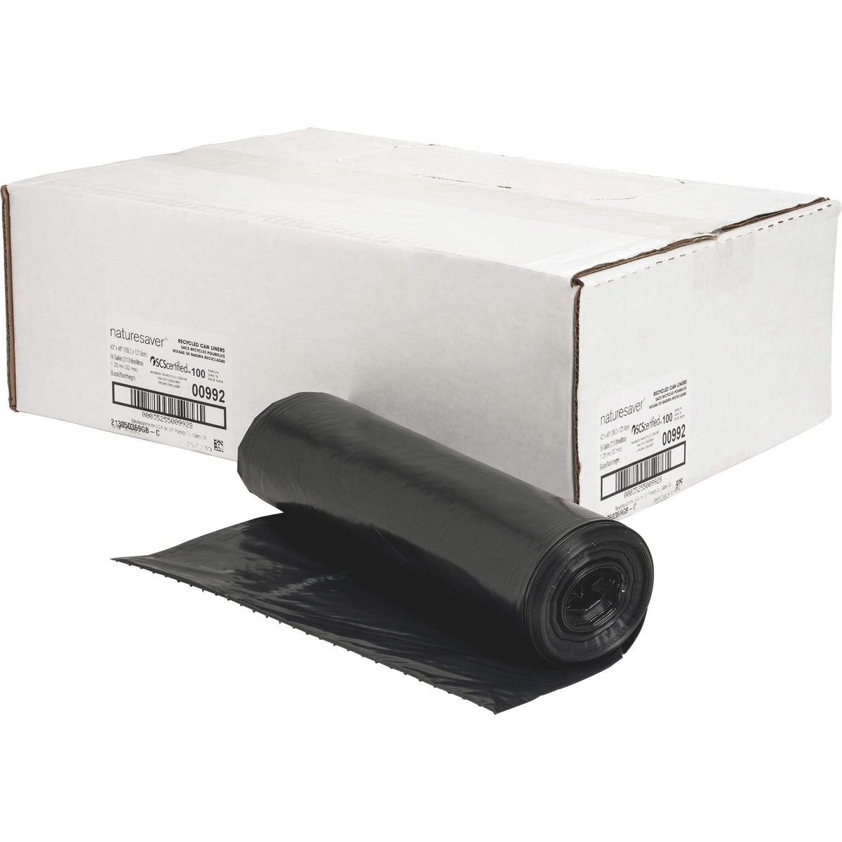 Black Low-Density Recycled Can Liners by Nature Saver – X-Large, 56.0 liters, Plastic, Black, Pack of 100