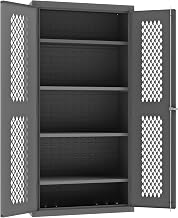 Durham Heavy Duty Welded 14 Gauge Steel Ventilated Cabinet, EMDC-361872-95, 900 lbs Capacity, 18" Length x 36" Width x 72" Height, 4 Shelves