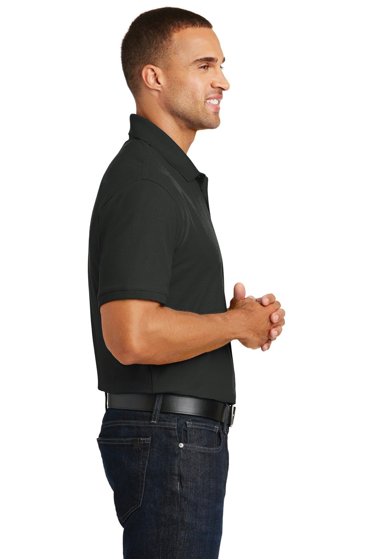 Unisex Core Classic Pique Polo by Port Authority – Large, Cotton/Polyester Blend, Deep Black, Model 1143254