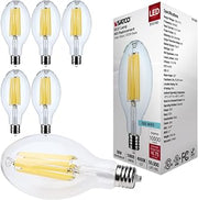 Satco S13193 ED37 56 Watt LED HID Replacement Light Bulbs, 4000K Cool White, 10,000 Lumens, EX39 Mogul Extended Base, Clear Finish, 80 CRI, Non-Dimmable for Industrial and Commercial (6 Pack)