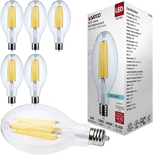 Satco S13193 ED37 56 Watt LED HID Replacement Light Bulbs, 4000K Cool White, 10,000 Lumens, EX39 Mogul Extended Base, Clear Finish, 80 CRI, Non-Dimmable for Industrial and Commercial (6 Pack)