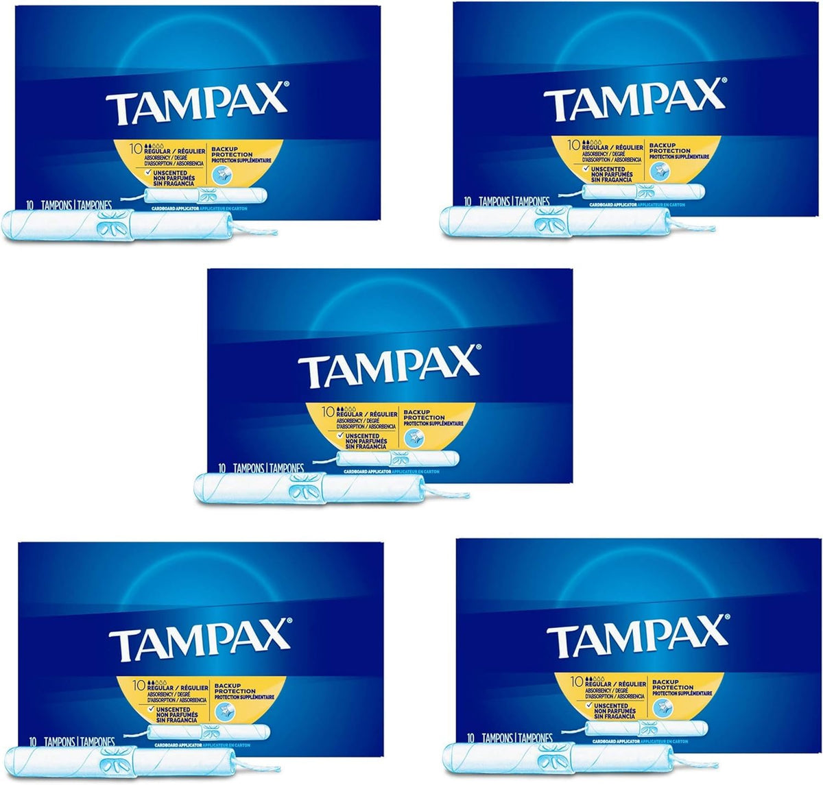 Tampons Regular Absorbency - 10 ct by Tampax – Cardboard, Pack of 5