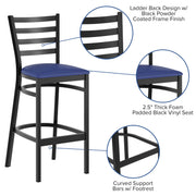 Flash Furniture Blue Vinyl Seat/Black Metal Frame / Set of 1 / Traditional Barstools