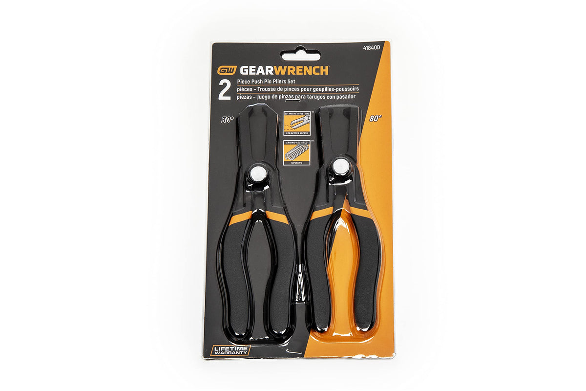 2 Pc. 30° & 80° Push Pin Plier Set by GEARWRENCH – Carbon Steel, Black, Model 41840D