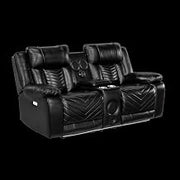 Glory Furniture Sensa Faux Leather Power Reclining Loveseat in Black