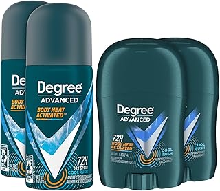Degree Men Travel Deodorant, Mini Cool Rush, Spray 2-Pack & Stick 2-Pack