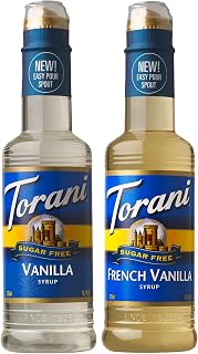 Torani Sugar Free Vanilla Syrup and Sugar Free French Vanilla Syrup Variety 2-Pack, Coffee Syrups for Drinks, 12.7 Fl Oz Ea