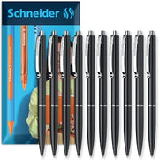 Schneider K15 Ballpoint Pen Medium Refillable Black, 10 Pack | Refillable, Waterproof ISO-Certified Ink, Durable Metal Clip, Slim Design for Office, Home, Work Use