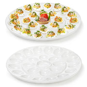 Foraineam Porcelain Deviled Egg Platter, 12.6 Inches, White 2 Pack