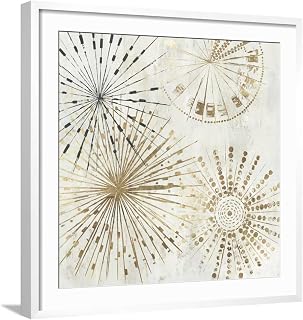 Wall Art Print Golden Stars II on White Frame by Tom Reeves, 29" x 29"