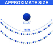 Partyprops Felt Ball Garland, 60 Balls, Blue Dark Blue White