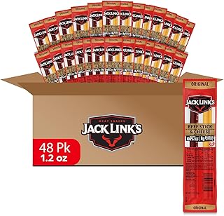 Jack Link's Original Beef Jerky Sticks and Cheese Sticks Combo - (48 Pack) 1.2 oz Snack Packs - Ready to Eat Protein Snacks - 8g Protein per Serving - Made with 100% Real Beef & Real Wisconsin Cheese