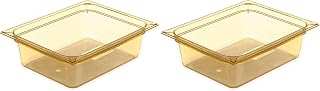 Carlisle FoodService Products 10421B13 StorPlus High Heat Food Pan, 4" Deep, Half Size, Amber (Pack of 2)