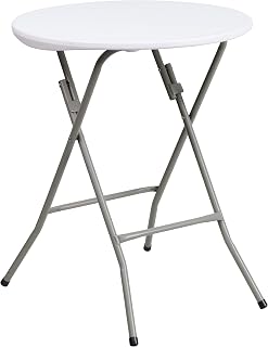 Flash Furniture 2-Foot Round Granite White Plastic Folding Table | Lightweight, Easy Storage, Commercial Grade
