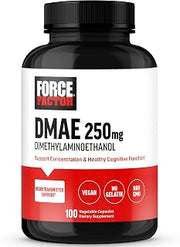Force Factor DMAE Supplement for Concentration, Focus & Cognitive Function | Brain Supplement & Neurotransmitter Support, Vegan, Non-GMO, 100 Capsules