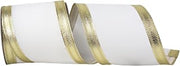 Reliant Ribbon Ribbon - Velvet Dynasty Wired Edge Ribbon, White/Gold, 4 Inch, 10 Yards