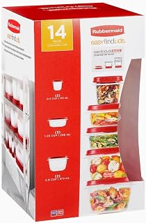 Rubbermaid EasyFindLids Food Storage Containers, Set of 7, Racer Red