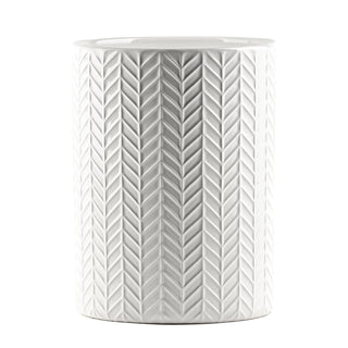 Embossed Utensil Crock by 10 Strawberry Street – 5.6" Dia., Ceramic, Leaf, Model LEV-34-98-018