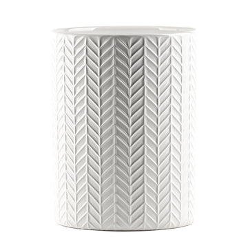Embossed Utensil Crock by 10 Strawberry Street – 5.6" Dia., Ceramic, Leaf, Model LEV-34-98-018