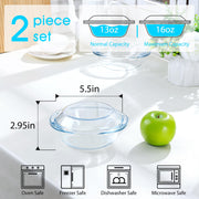 Nutriups Round Glass Casserole, 13oz with Lid and Handles, Clear