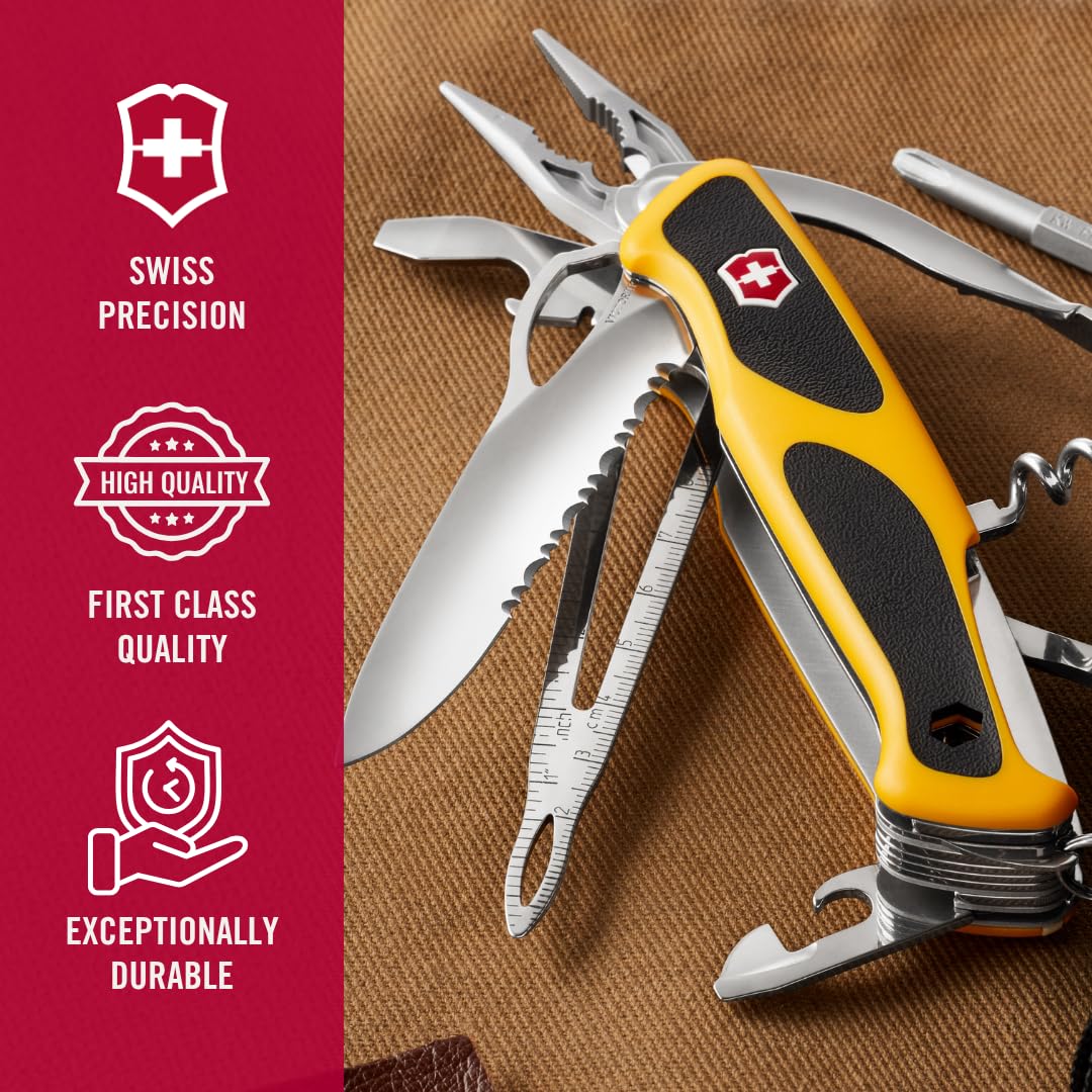 Ranger Boatsman MW Grip Swiss Army Pocket Knife by Victorinox – 5.12 In, Polyamide, Yellow/Black, Model 0.9798.MWC8