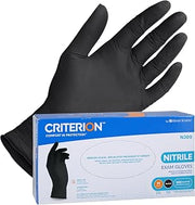 Henry Schein Criterion N300 Nitrile Exam Gloves, Black – 300/Box, Latex-Free, Disposable, Textured Fingertips, Beaded Cuff