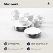 Heirloom Stoneware 16 Piece Dinnerware Set by Fortessa – Service for 4, Stoneware, Linen, Pack of 16, Model STN.8000.4.DSET