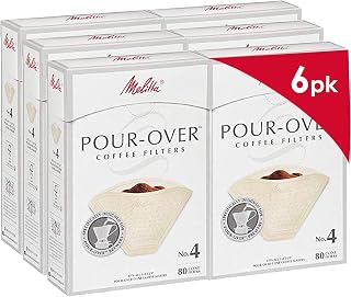 Melitta #4 Pour-Over Cone Coffee Filters, Beige, 80 Count (Pack of 6) 480 Total Filters Count