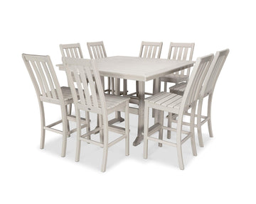 Vineyard 9-Piece Nautical Trestle Bar Set (Sand) by Polywood – Onesize, Plastic, Sand