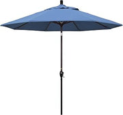 California Umbrella 9' Round Aluminum Market Umbrella, Crank Lift, Push Button Tilt
