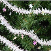 Darice Holiday Tinsel Garland-Snowflake-White AB-15 feet (1 Pack)