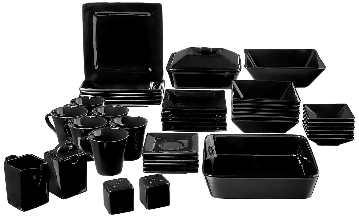 10 Strawberry Street Black / 45 PC / 1 Dinnerware Sets